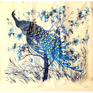 Extra Large Peacock Print Polyester Scarf